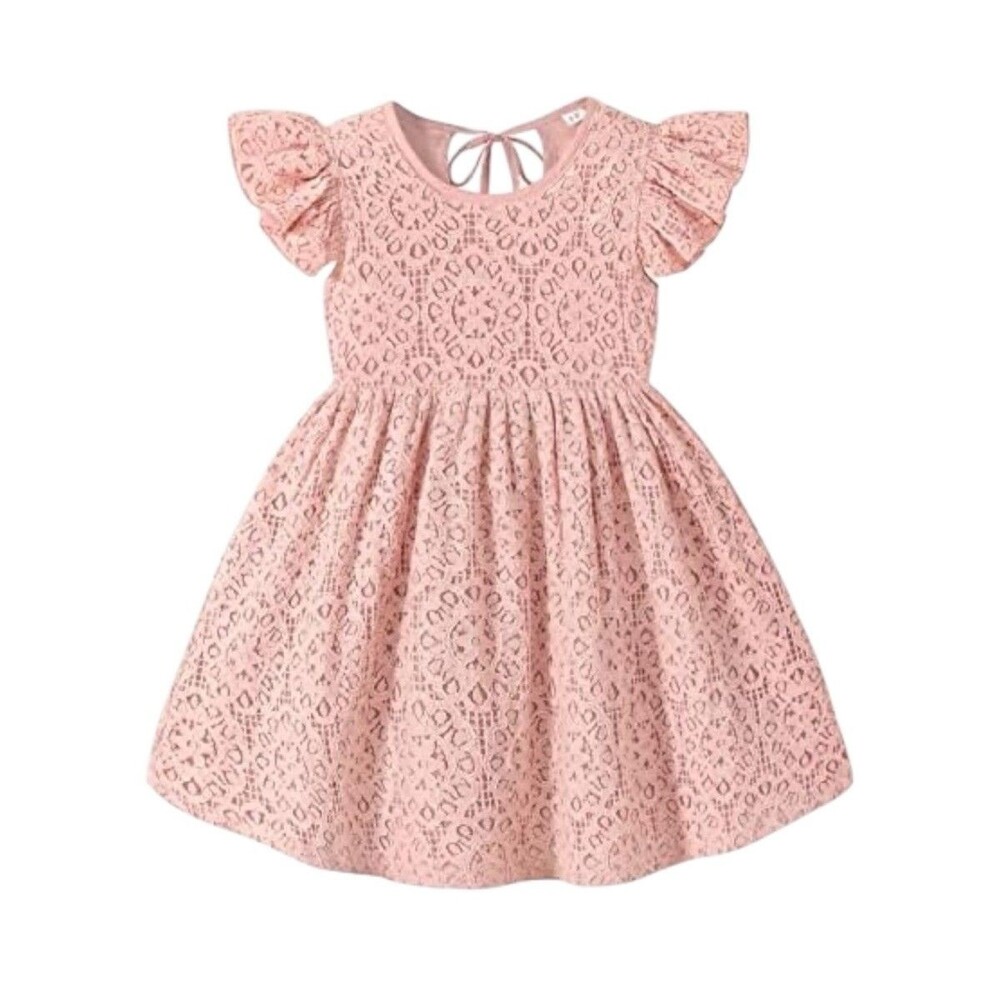 Toddler Girl Lace Halter Dress Sleeveless Ruffled Summer Sundress Size 3-4T